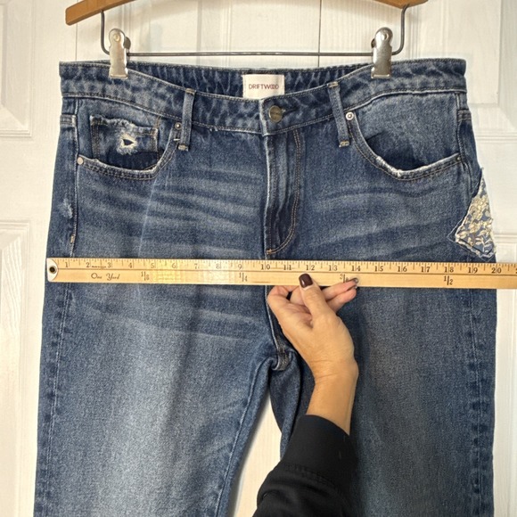 Driftwood‎ Women's Jeans 32X34 Farrah Flare Leg Patchwork Hippie Boho Cowgirl - Picture 9 of 10